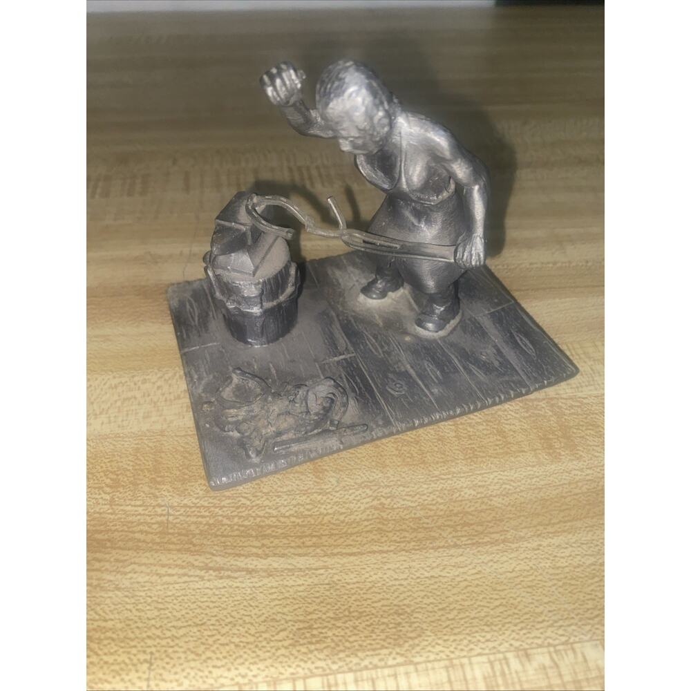 Vintage Franklin Mint 1985 Pewter Statue Silversmith Blacksmith American Pewter